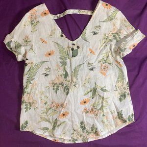 Lord & Tylor short sleeve T shirt linen white